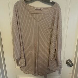 Cream 3/4 Sleeve Relaxed Boxy Tunic
